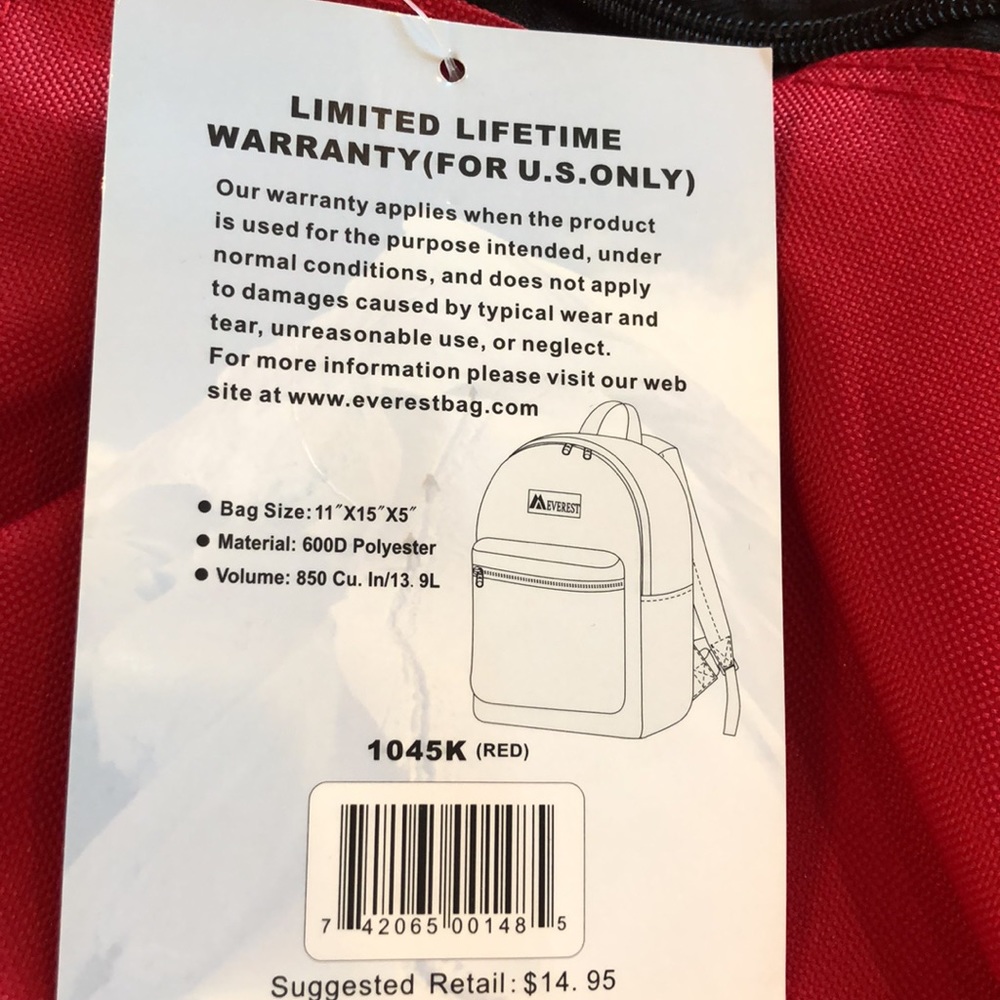 Everest Red Backpack - Picture 3 of 5